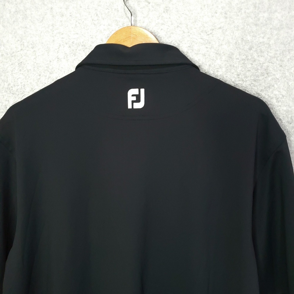 FootJoy FJ Golf Polo Shirt Size Large L Black Performance Stretch W/ Chest Logo - Picture 10 of 12